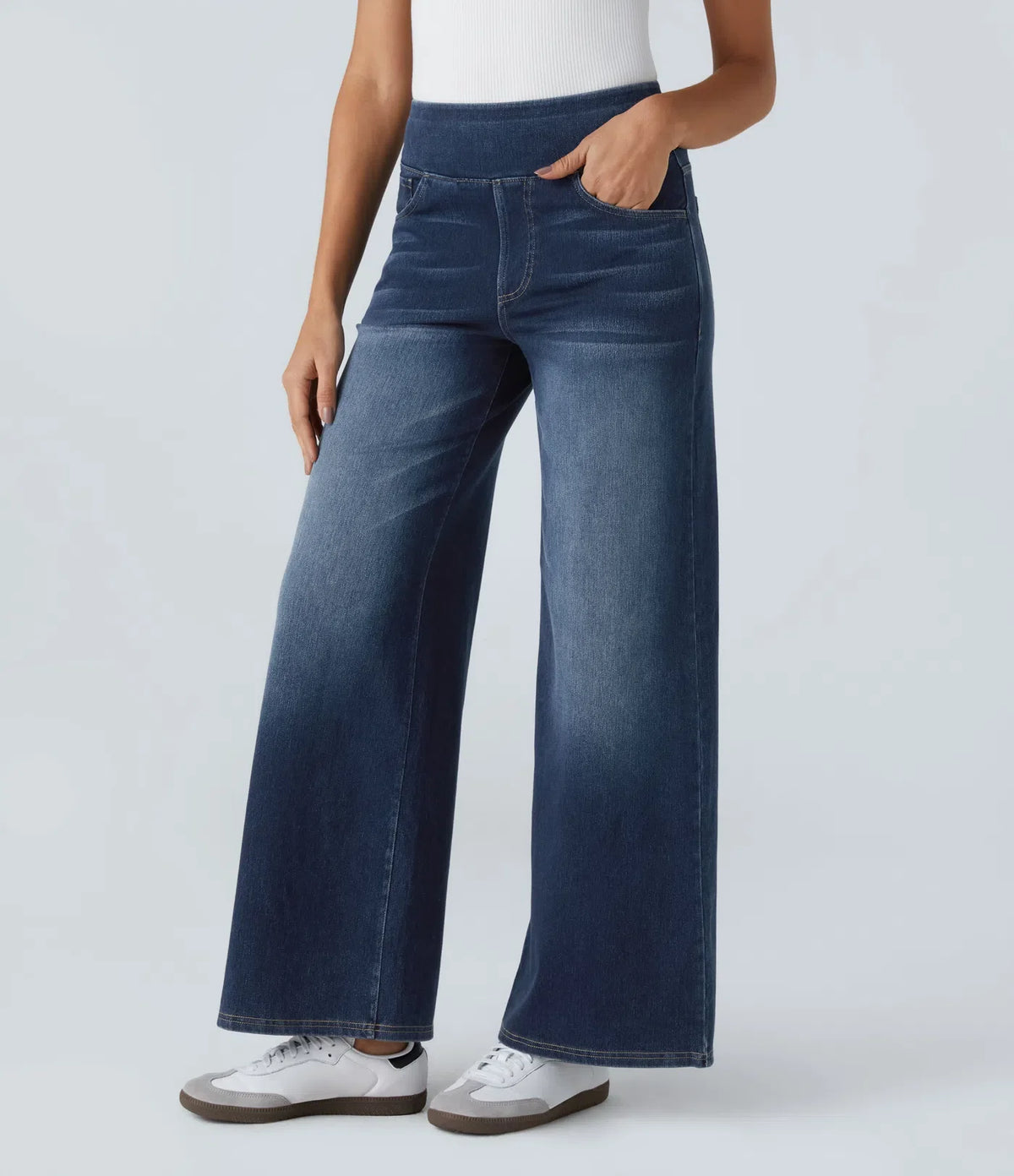 StrideJeans High-Rise Wide-Leg Pull-On Jeans