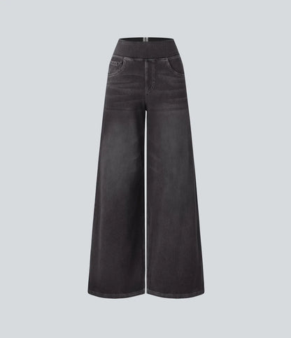 StrideJeans High-Rise Wide-Leg Pull-On Jeans