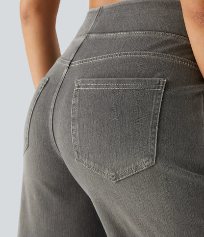 StrideJeans High-Rise Wide-Leg Pull-On Jeans