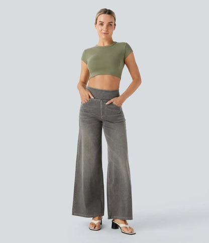 StrideJeans High-Rise Wide-Leg Pull-On Jeans