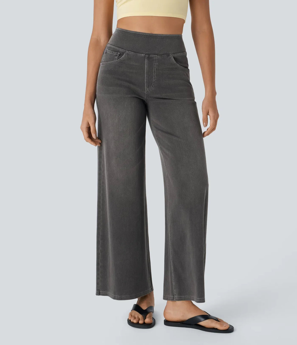 StrideJeans High-Rise Wide-Leg Pull-On Jeans