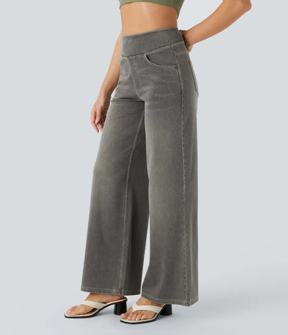 StrideJeans High-Rise Wide-Leg Pull-On Jeans
