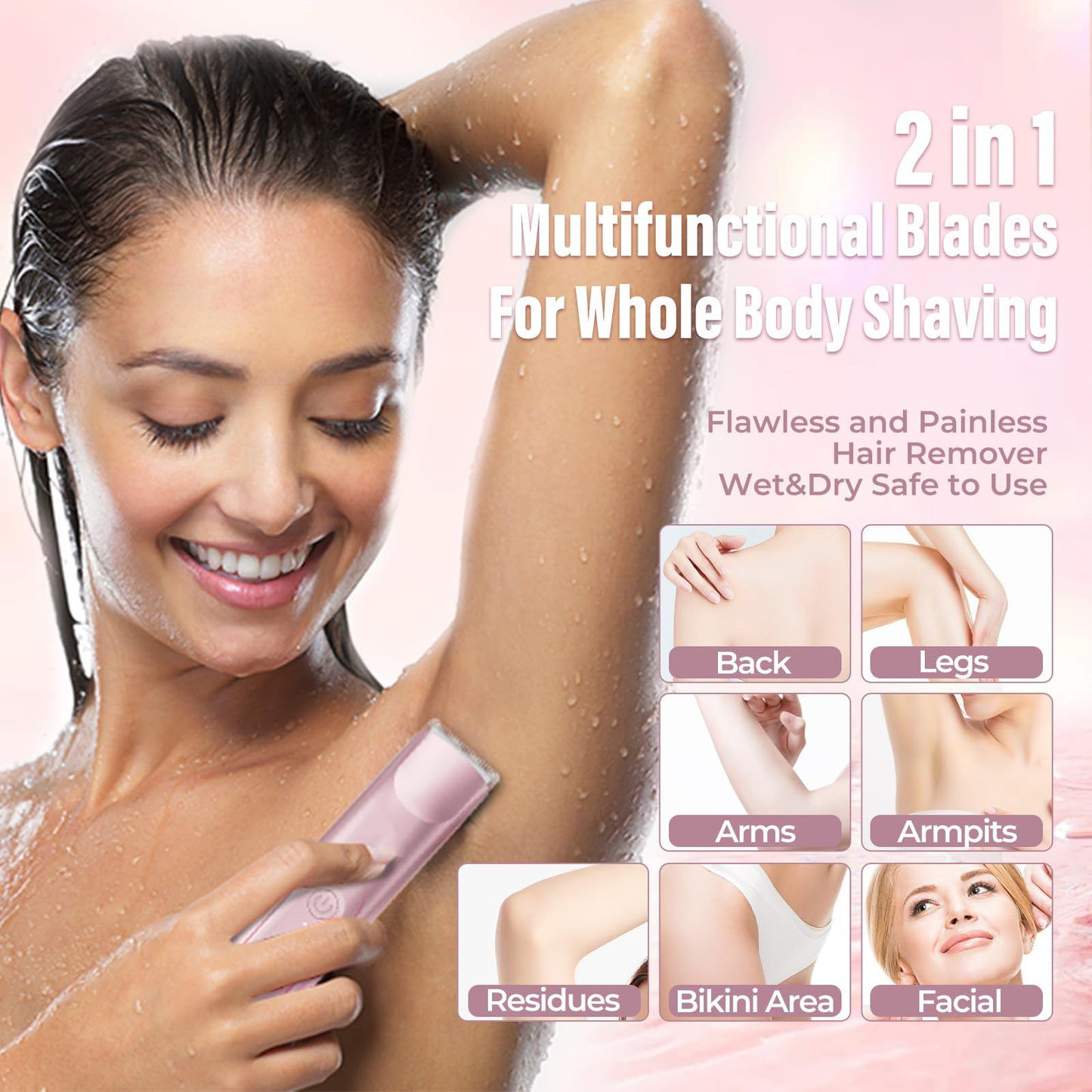 2-in-1 Women’s Electric Shaver – Dual Head Precision Trimmer