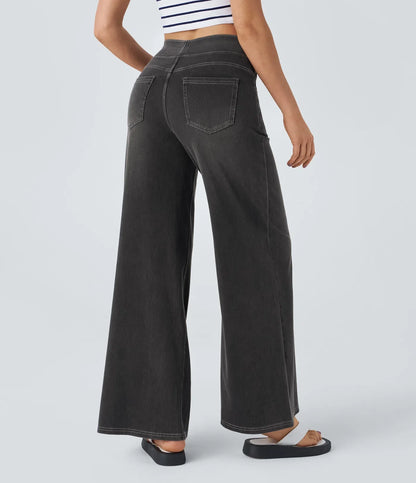 StrideJeans High-Rise Wide-Leg Pull-On Jeans