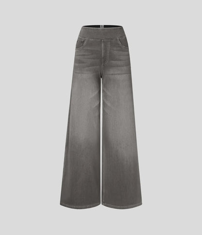 StrideJeans High-Rise Wide-Leg Pull-On Jeans