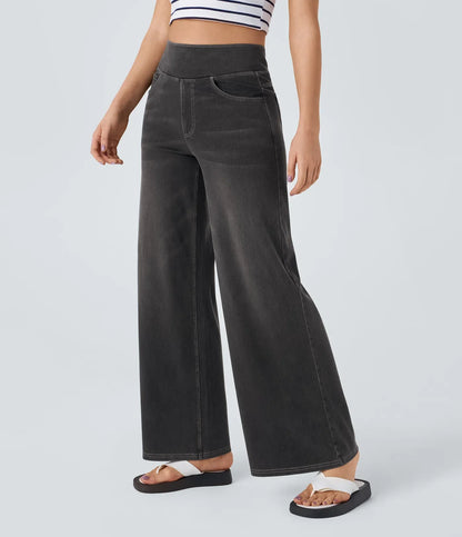 StrideJeans High-Rise Wide-Leg Pull-On Jeans