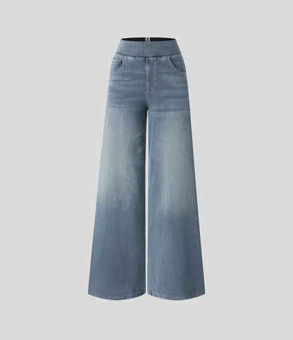 StrideJeans High-Rise Wide-Leg Pull-On Jeans