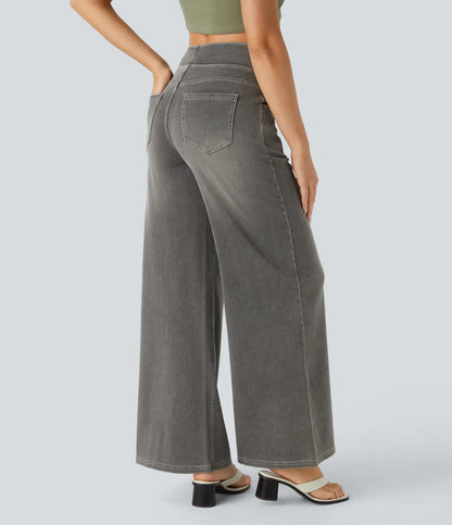 StrideJeans High-Rise Wide-Leg Pull-On Jeans