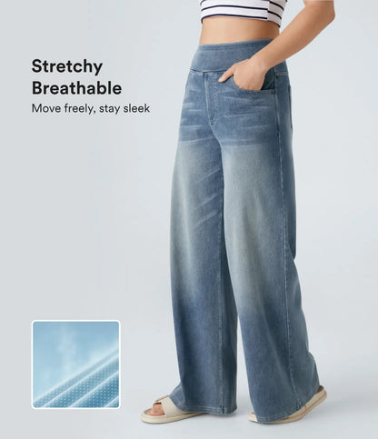 StrideJeans High-Rise Wide-Leg Pull-On Jeans