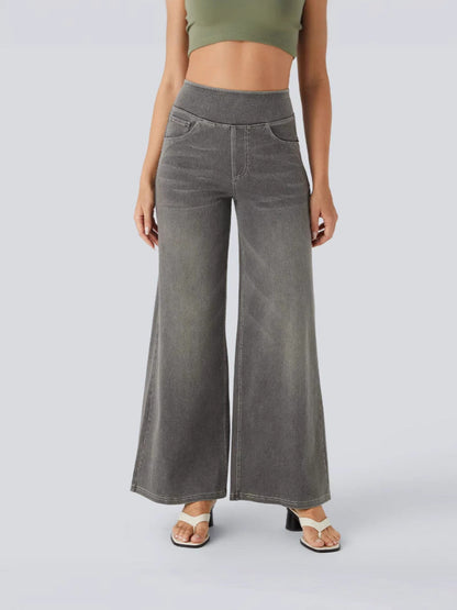 StrideJeans High-Rise Wide-Leg Pull-On Jeans